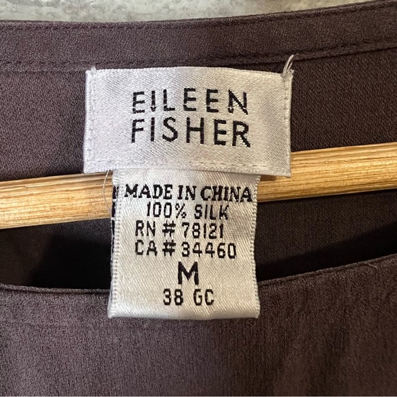 **FLAWED** Eileen Fisher 100% Silk Blouse Purple 'ish Gray Pullover Long Sleeve - Picture 7 of 9